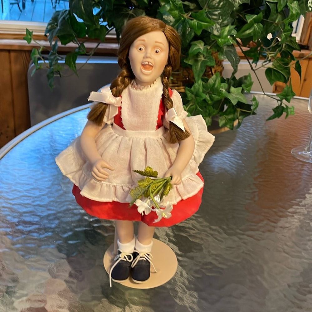 Norman Rockwell Doll in Red and White Dress.